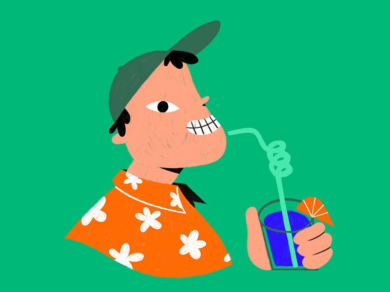 Slurping Drinks 🍹 2d animation animation animation studio celanimation character animation character art characterdesign cocktail drink drinks framebyframe gif guy holidays loop polarfux slurp summer vacation