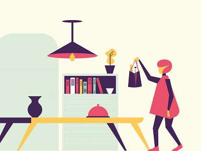 Home delivery economy flat home illustration onboarding people ui vector