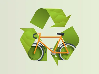 Bicycle Recycle bicycle flat design gradient green illustration illustrator orange record recycle