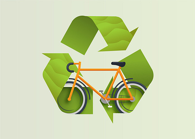 Bicycle Recycle bicycle flat design gradient green illustration illustrator orange record recycle