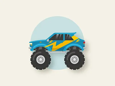 Monster Truck affinity designer blue car flat design gradient illustration illustrator monster monster truck truck yellow