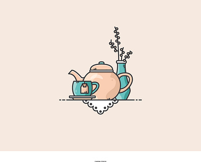 Tea Scene breakfast cup flower icon illustration tea vector vectorart