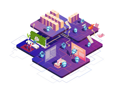 Robots Website Illustration branding cartoon character design flat illustration landingpage landingpage illustration ui ux vector