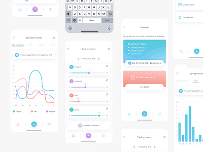 Screens For Health Mobile App app app design card catalog clear color design health mobile mobile app mobile design mobile ui mobile ux modern mongato tracker tracker app ui uiux ux