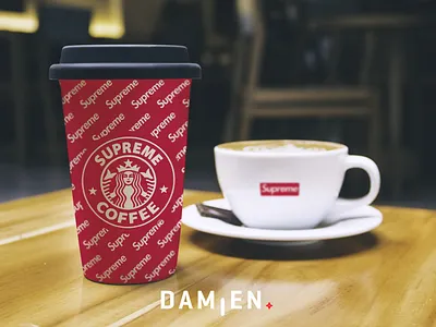 SUPREME COFFEE ! branding coffee coffee cup graphicdesign logo packaging red starbuck supreme