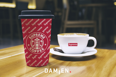 SUPREME COFFEE ! branding coffee coffee cup graphicdesign logo packaging red starbuck supreme