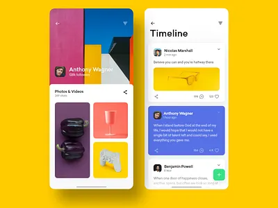 Profile Page Series II adobexd green interaction interface iosinspiration minimal product profile purple ui uidesign ux yellow