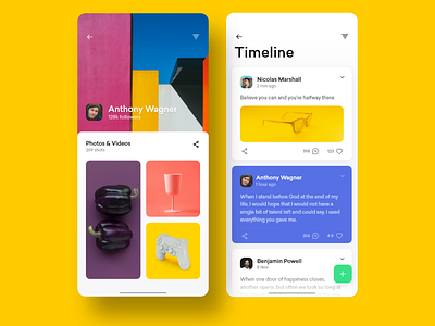 Profile Page Series II adobexd green interaction interface iosinspiration minimal product profile purple ui uidesign ux yellow