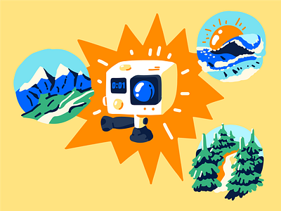 Travel, make videos and live stream climbing gopro hiking illustration live stream make video nature restream stream streaming surfing travel video