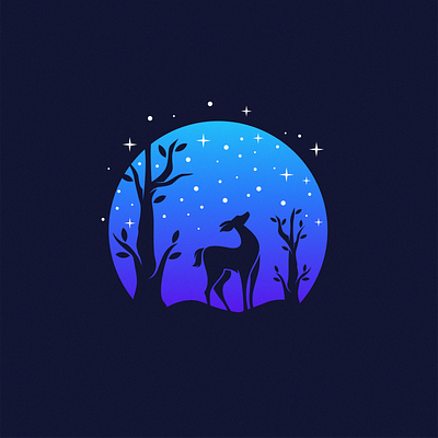 night deer logo animal brand branding colorful design identity illustrator logo logodesign simple