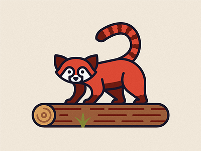 Red Panda animal branding china design flat icon icons illustration log logo mountain nature panda patch plant red red panda shrub tree vector