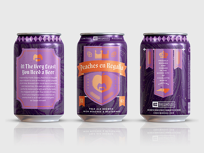 Peaches en Regalia Beer Can Design aiga art beer branding can charlotte crown design illustration label orange peach purple rough royal texture type typography vector zappa