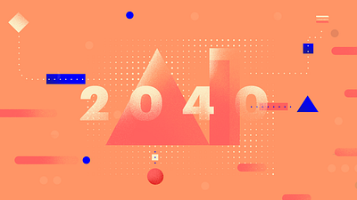 AI 2040 artificial intelligence blue company design dots grain illustration it kosma orange poland technology