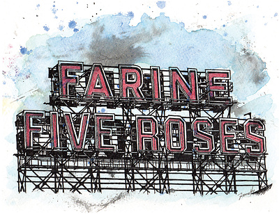 Farine Five Roses Illustration for Society6 artist design farinefiveroses fart illustration ink drawing montreal penandink society6 watercolor painting watercolour