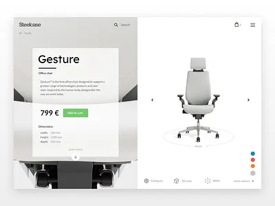 Daily Ui 012 Single Product - Steelcase Concept 012 concept dailyui design e commerce single product steelcase web