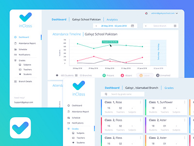 inClass Attendance App attendance dashboard dashboard ui logo ui ui design