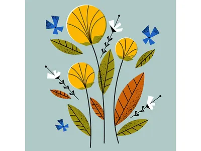 bunch nº 1 bunch flower compositin flowers geometrical illustration nature vector
