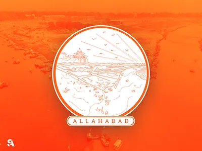 Allahabad (A Morning at Sangam Ghats) branding city icon illustration landscape illustration logo place sticker symbol vector