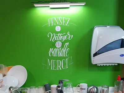 Vaisselle calligraphy graphic design graphisme lettering mural