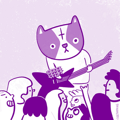 Scoops starts a black metal band 100catsdoingthings cat cat drawing cat illustration cats illustration kitty kitty illustration