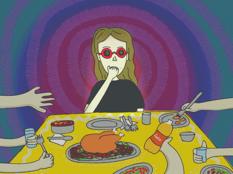 dinner animation cartoon girl character illustration ui