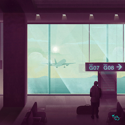 G 36days 36days adobe 36daysoftype 36daysoftype g airplane airport airport gate clouds departure digital illustration illustration letter takeoff texture travel waiting