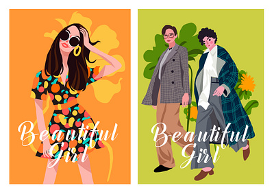 时尚girl banner branding illustration ux web 平面 时尚