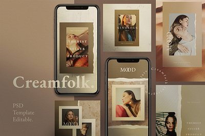 Creamfolk - Social Media Template blog blogger cream folk instagram instagram post instagram post template instagram posts instagram stories instagram story instagram story template instagram template modern posts social media social media pack social media template social media templates stories template