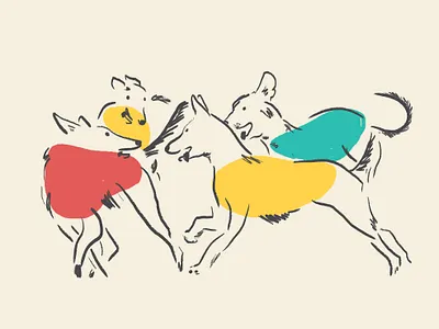 Dancing Dogs design dog graphic design illustration primary colors