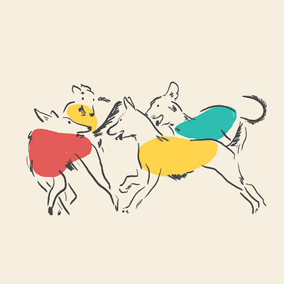 Dancing Dogs design dog graphic design illustration primary colors