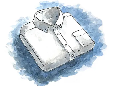 Button Down Oxford Cloth Shirt blue button down hand painted illustration pen and ink shirt spot illustration watercolor white