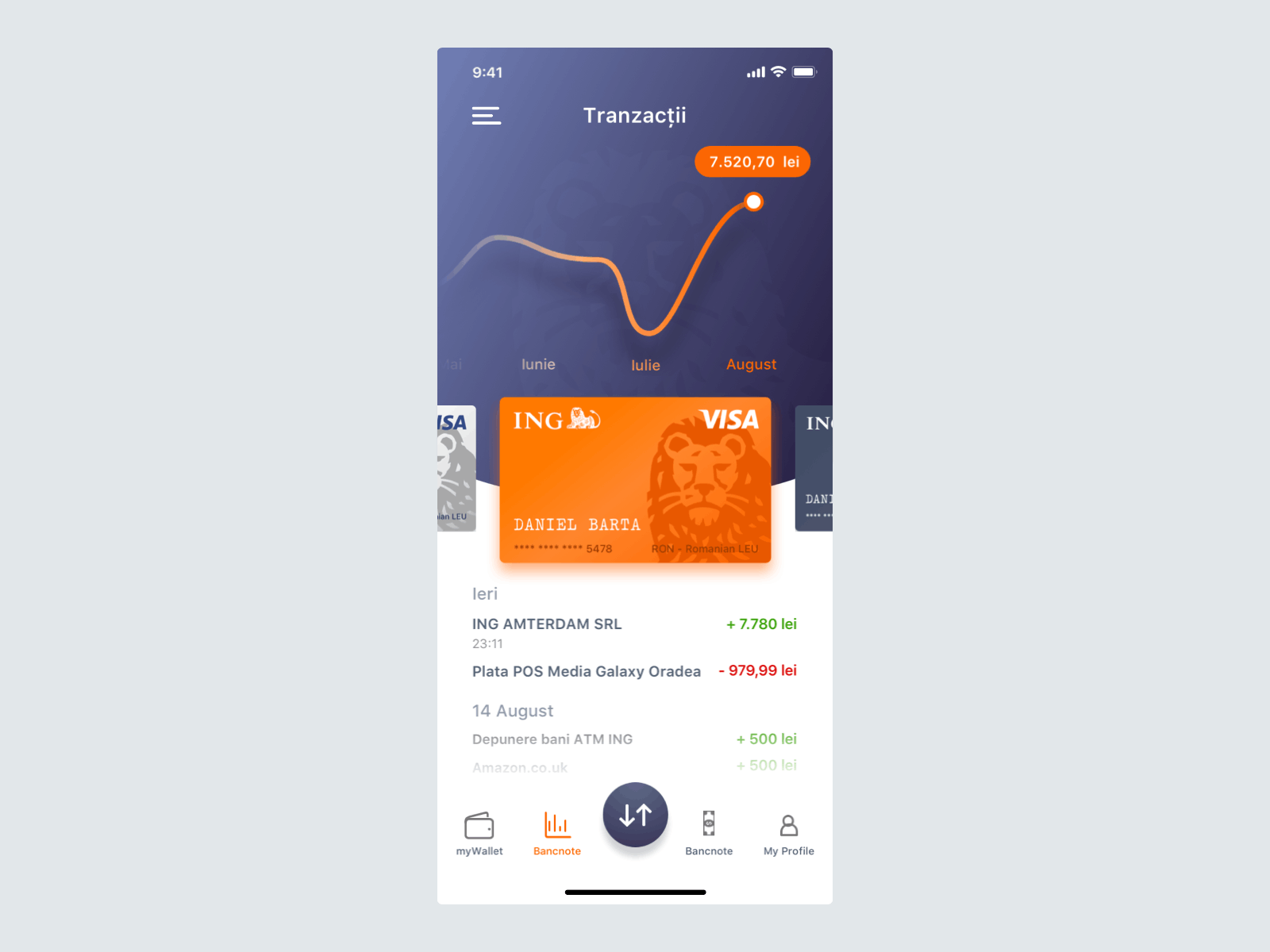 ING Home Bank RO - Design concept app bank banking card design homebank profile pxsolution romania transaction visa