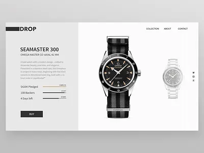 Omega Seamaster Crowdfunding - Daily UI 032 032 buy campaign crowdfunding dailyui ecommerce master minimal omega sea ui watch website