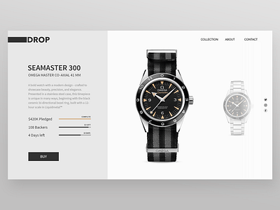 Omega Seamaster Crowdfunding - Daily UI 032 032 buy campaign crowdfunding dailyui ecommerce master minimal omega sea ui watch website