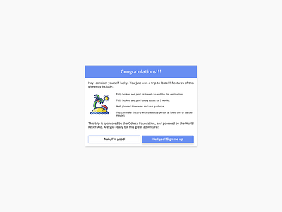 1b) Giveaway modal #dailyui #001 design ui ux