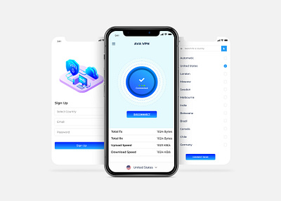 AVA VPN - Hotspot App Ui android android app android app design app app design app ux application appui clean unique design app hotspot hotspots illustraion ios ios app iphone x mobile ui design ui uxdesign vpn