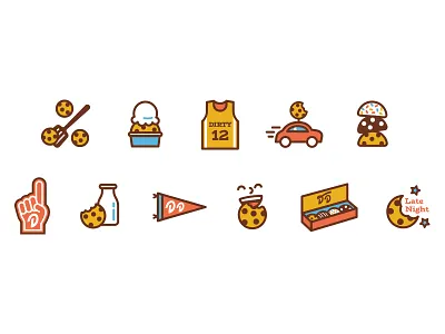 Dirty Dough Icon Set bakery branding college college sports college town cookies delivery ice cream icon icon set icons