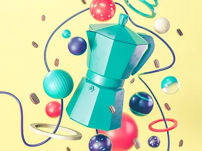 Moka Express 3d abstract cinema 4d coffee coffee bean design illustration moka octane product