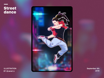 Street dance art cartoon design girl illustration