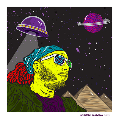 Conspiracy alien art conspiracy digitalart galaxy illustrator planet popart pyramids space spaceman spaceship ufo