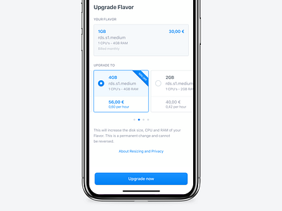 Upgrade Payment Plan - Server Management Platform banking button clean dialog finance fintech forms input ios13 license mobile modal modal box modality payment payment plan popup upgrade user experience user interface