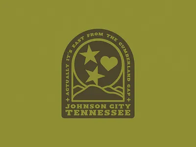 Actually It's East. appalachians design earthy hike hometown johnson city johnsoncity mountains ocms old crow medicine rockmemomma sticker tennessee tristar type typography wagon wheel