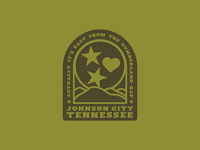 Actually It's East. appalachians design earthy hike hometown johnson city johnsoncity mountains ocms old crow medicine rockmemomma sticker tennessee tristar type typography wagon wheel