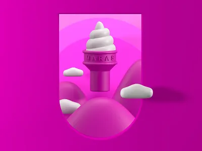 KAHRAMANMARAŞ 3d badge c4d city design food hometown ice cream illustration pink rebound sticker