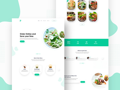 Web UI-Food Restaurant Landing Page branding clean design drink flat food food landing page concept food restaurant landing page foodie green minimal pixel perfect product page responsive web design typogaphy ui ux web website website concept