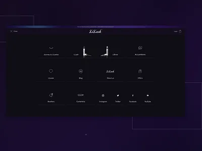 Menu for LiLash Pro beauty cosmetics design fashion icon illustraion megamenu menu menu design minimal photography share shop social socialmedia typography ui ux webshop