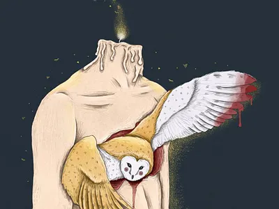 A moment of bliss digital art illustration owl