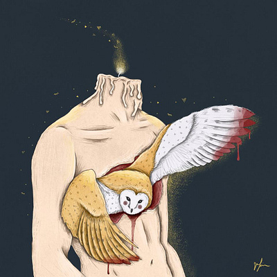 A moment of bliss digital art illustration owl