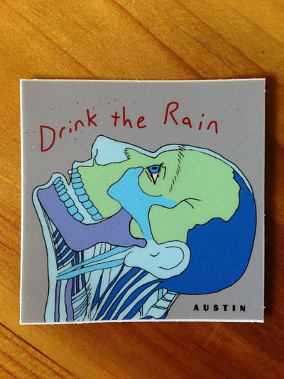 Drink the Rain: A Sticker album art album cover album design austin austin texas branding design graphic design illustration illustration art illustrator merch sticker sticker mule