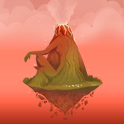 Volcano ana bidault art artist artwork character illustration concept art illustration illustration digital mother nature nature procreate procreate illustration volcano woman